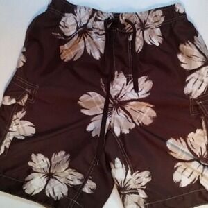 Arizona Jean Co. Floral Swim Trunks Cargo Pockets Beach Shorts L